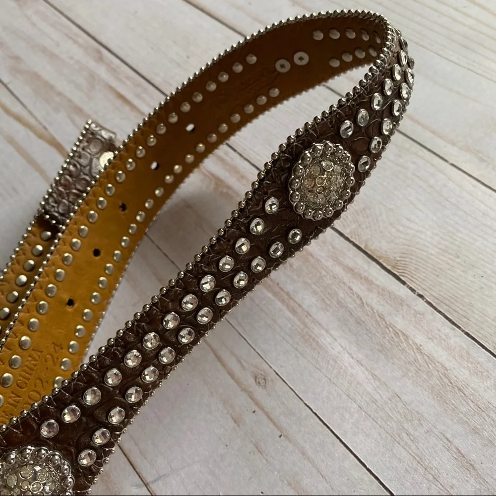 Nocona Leather & Rhinestone Studded Belt